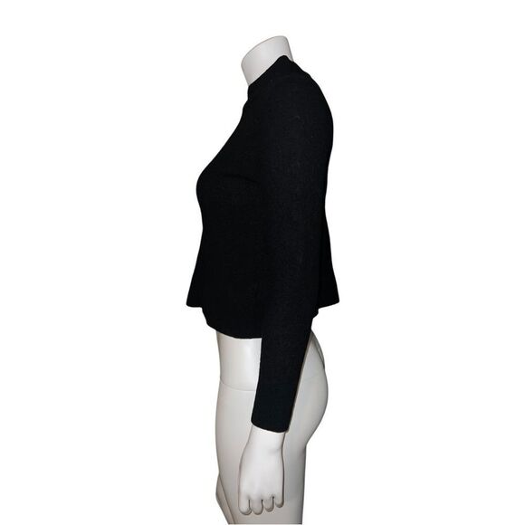 Athleta Black Merino Wool Black Cropped Sweater 3/4 Sleeve Small NWOT - Picture 3 of 7